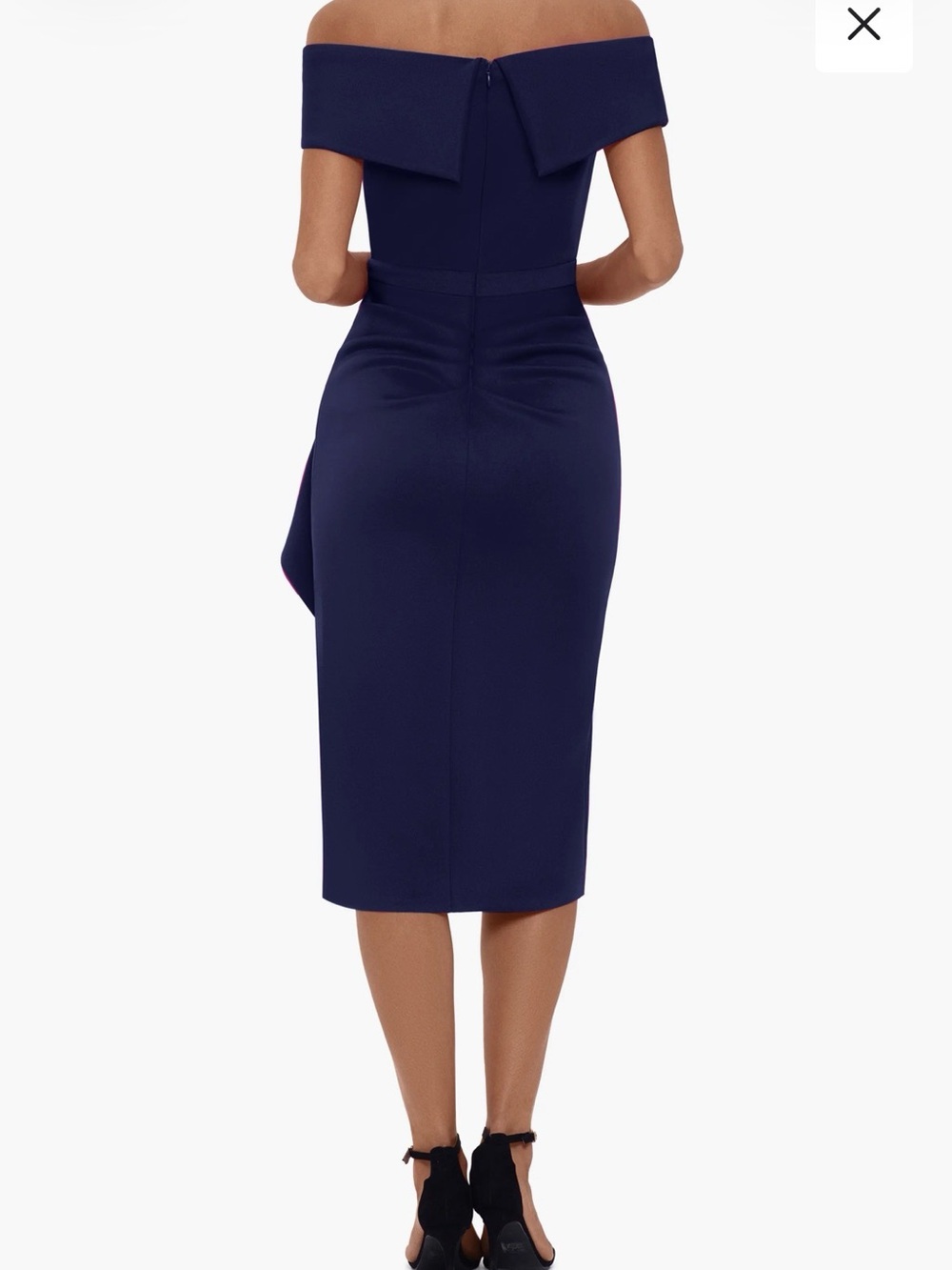 Xscape One-Shoulder Ruffle Dress in Fuchsia - Picture 6 of 7